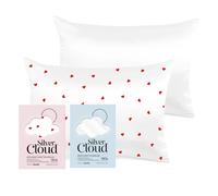 Silver Cloud Heart Print & White Satin Pillowcase Twinpack