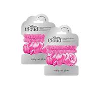 Silver Cloud Mixed Fuchsia Satin Scrunchies Double Pack