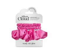 Silver Cloud Satin Hair Scrunchie Trio Combo Fuchsia