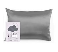 Silver Cloud Satin Pillowcase Infused with Silver Ions, Silky Smooth Pillow Case For Hair & Skin, Standard size 50 x 75 cm With Invisible Zip Closure, Cooling & Comfortable Pillow Cover (Charcoal)