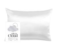 Silver Cloud Satin Pillowcase Infused with Silver Ions, Silky Smooth Pillow Case For Hair & Skin, Standard size 50 x 75 cm With Invisible Zip Closure, Cooling & Comfortable Pillow Cover (Silver)