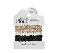 Silver Cloud Satin Skinny Hair Scrunchie Combo Pack 5 Pack