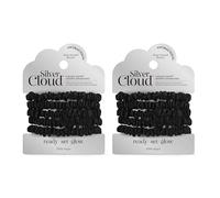 Silver Cloud Silver Ion Infused Satin Hair Scrunchies Black 5 Pack - Twin Pack
