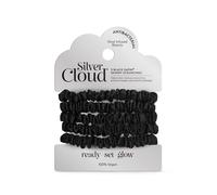 Silver Cloud Silver Ion Infused Satin Skinny Scrunchies Black 5 Pack Silver Cloud Black One Size