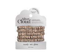 Silver Cloud Silver Ion Infused Satin Skinny Scrunchies Caramel 5 Pack Caramel