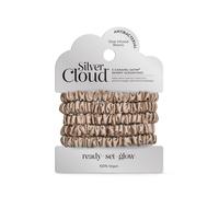 Silver Cloud Silver Ion Infused Satin Skinny Scrunchies Caramel 5 Pack Silver Cloud Caramel One Size