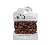 Silver Cloud Silver Ion Infused Satin Skinny Scrunchies Chocolate 5 Pack Chocolate