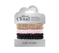Silver Cloud Silver Ion Infused Satin Skinny Scrunchies Mixed 5 Pack Silver Cloud Multicolor One Size