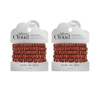 SILVER CLOUD Skinny Satin Hair Scrunchie, Auburn, Silver Ion Infused, No Damage, for All Hair Types, 5 Pack