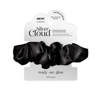 Silver Cloud Soft Satin Oversized Black Hair Scrunchie