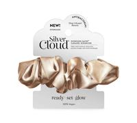 Silver Cloud Soft Satin Oversized Hair Scrunchie Caramel