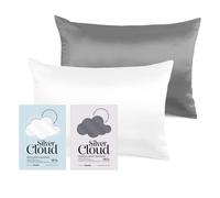 Silver Cloud White & Charcoal Satin Pillowcase Twinpack