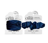 Silver Cloud Women's Santorini Satin+ Headband & Oversized Scrunchie Navy