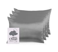 Silver Cloud Women's Silver Ion Infused Satin Pillowcase Charcoal - 4 Pack in Dark Grey Silver Cloud Dark Grey
