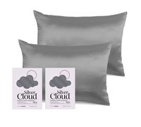 Silver Cloud Women's Silver Ion Infused Satin Pillowcase White - Twinpack in Dark Grey Silver Cloud Dark Grey