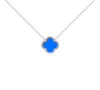 Silver Clover Agate CZ Halo Lucky Charm Pendant Necklace 16-18" - ANC104 Jewelco London White One Size