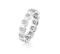 Silver & Co 10-Stone Cubic Zirconia Eternity Ring in Flat - Size R - Sterling Silver / Rhodium Plated