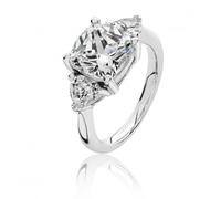 Silver & Co 3 Heart Cubic Zirconia Ring SRG0098CZ - Premium - Size S - Sterling Silver / Rhodium Plated