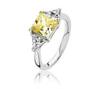 Silver & Co 3-Stone Cubic Zirconia Princess Ring Set SRG0096YZ - - Size O - Sterling Silver / Rhodium Plated