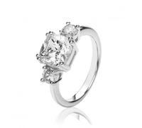 Silver & Co 3 Stone Cubic Zirconia Ring SRG0104 - Contemporary - Size K - Sterling Silver / Rhodium Plated