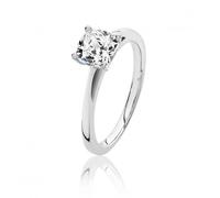 Silver & Co 4 Claw Set Cushion Cubic Zirconia Ring SRG0079CZ - - Size N - Sterling Silver / Rhodium Plated