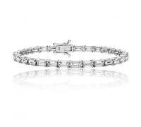 Silver & Co Baguette Cubic Zirconia Line Bracelet SBG0020 - - Sterling Silver / Rhodium Plated