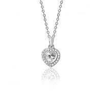 Silver & Co Claw Set Heart Shape Halo Pendant with CZ Stones | - Sterling Silver / Rhodium Plated