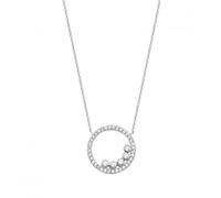 Silver & Co Cubic Zirconia Halo Pendant with Sparkling Round - Sterling Silver / Rhodium Plated
