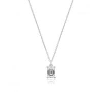 Silver & Co Emerald Cut Claw Set Pendant Single Stone SPG0079 - - Sterling Silver / Rhodium Plated / Zirconia