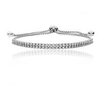 Silver & Co Fine Double Row Pull Cubic Zirconia Bracelet SBG0026 - Sterling Silver / Rhodium Plated
