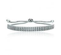 Silver & Co Fine Triple Row Pull Cubic Zirconia Bracelet SBG0027 - Sterling Silver / Rhodium Plated