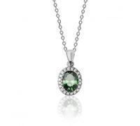 Silver & Co Green White Oval Cluster Cubic Zirconia Chain - Sterling Silver / Rhodium Plated