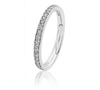 Silver & Co Half Carat Cubic Zirconia Thread Grain Set Ring - Size M - Sterling Silver / Rhodium Plated