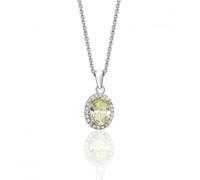 Silver & Co Halo Cubic Zirconia Pendant Chain Set with Claw - - Sterling Silver / Rhodium Plated
