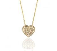 Silver & Co Heart Pendant with Yellow Gold Heart Pave Design - - Sterling Silver / Gold Plated