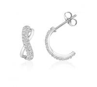 Silver & Co Infinity Half Loop Cubic Zirconia Earrings SEG0076 - - Sterling Silver / Rhodium Plated
