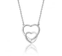 Silver & Co Interlinked Double Heart Shape Plain Cubic Zirconia - Sterling Silver / Rhodium Plated