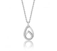 Silver & Co Interlinked Double Pear Shape Plain Cubic Zirconia - Sterling Silver / Rhodium Plated