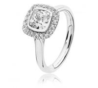 Silver & Co Large Bezel Set Cushion Halo Style Cubic Zirconia - Size M - Sterling Silver / Rhodium Plated