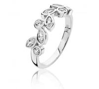 Silver & Co Marquise Round Shape Cubic Zirconia Ring SRG0035CZ - - Size S - Sterling Silver / Rhodium Plated