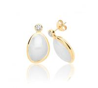Silver & Co Moonstone & CZ Yellow Gold Elegant Earrings - Sterling Silver / Gold Plated