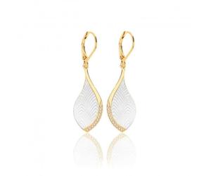 Silver & Co Mother of Pearl CZ Earrings with Yellow Gold Plating - Sterling Silver / Gold Plated