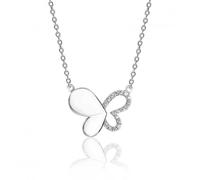 Silver & Co Open Solid Butterfly Cubic Zirconia Pendant SPG0039 - Sterling Silver / Rhodium Plated