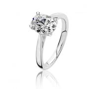 Silver & Co Oval Cubic Zirconia Ring with 4 Claw Set SRG0091CZ - - Size N - Sterling Silver / Rhodium Plated