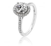 Silver & Co Oval Halo Style CZ Ring - Small Claw Setting - - Size O - Sterling Silver / Rhodium Plated