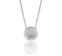 Silver & Co Pave Set Chain Pendant with CZ Accents SPG0053 - - Sterling Silver / Rhodium Plated