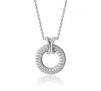 Silver & Co Pave Style Circle Cross Loop Cubic Zirconia Chain - Sterling Silver / Rhodium Plated