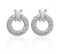 Silver & Co Pave Style Circle Cross Loop Cubic Zirconia Stud - Sterling Silver / Rhodium Plated