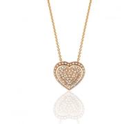 Silver & Co Rose Gold Heart Pave Set Cubic Zirconia Chain - Sterling Silver / Rose Gold Plated