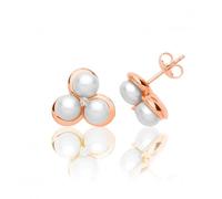 Silver & Co Rose Gold Plated Pearl Cubic Zirconia Earrings - Sterling Silver / Rose Gold Plated